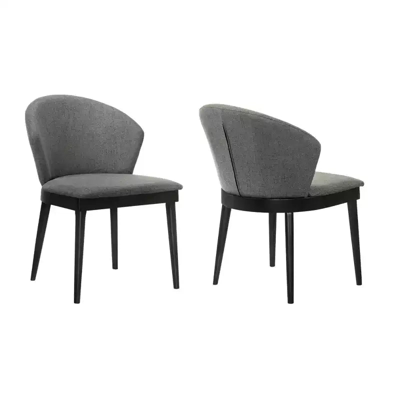Chaise de salle à manger rembourrée, lot de 2 - tissu charbon avec bois noir