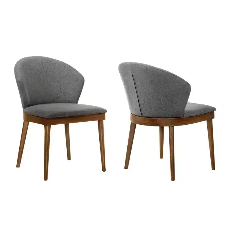 Chaise de salle à manger rembourrée, lot de 2 - tissu charbon avec bois noir