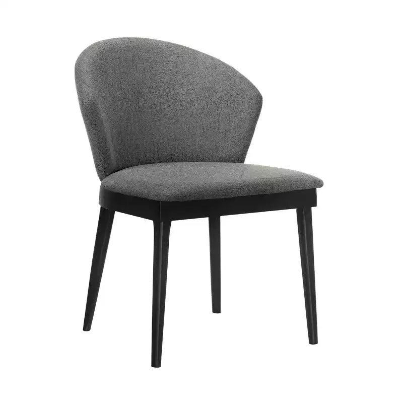 Chaise de salle à manger rembourrée, lot de 2 - tissu charbon avec bois noir