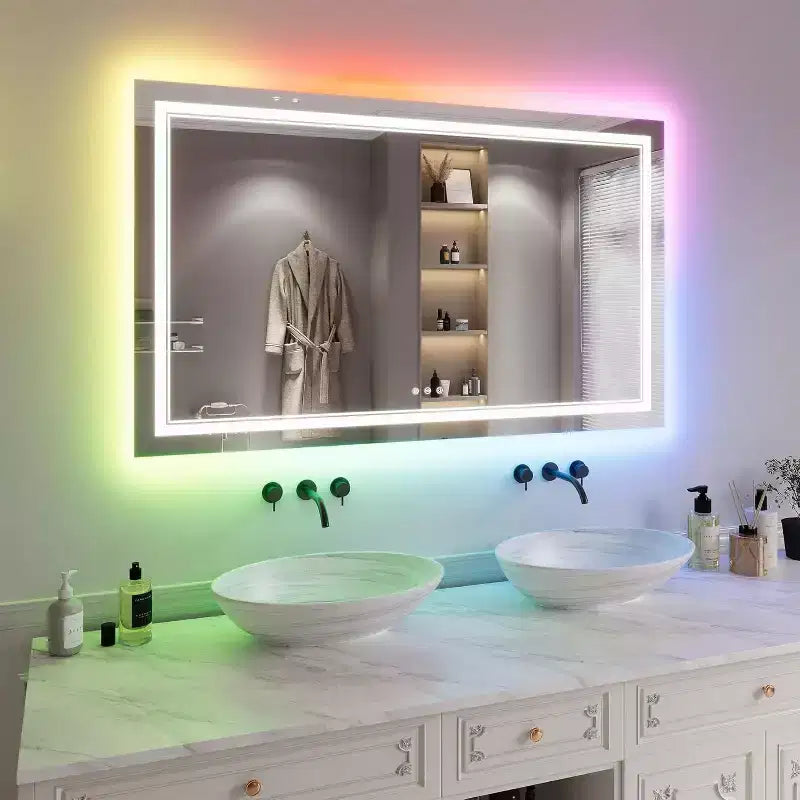 32*24 inç Banyo Aynası, Su Geçirmez Buğu Önleyici Makyaj Aynası, 3 Renk Sıcaklığı, Ayarlanabilir Parlaklık, Dokunmatik Kontrol Hafıza Fonksiyonu, Yatay veya Dikey Montaj
