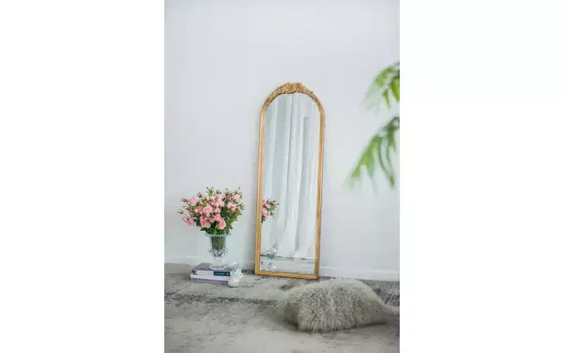 Espejo de piso de madera de 19 x 56 pulgadas, diseño de cuerpo entero