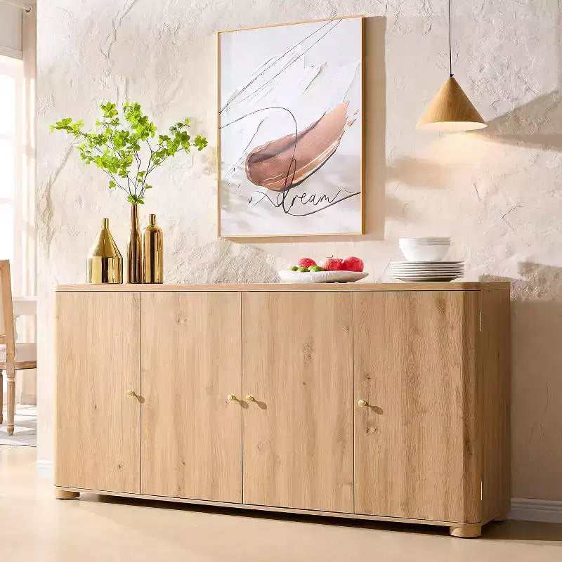 Küchenbuffet-Sideboard mit 4 Türen und Einlegeböden, modernes großes Sideboard mit Stauraum, 66 Kaffeebar-Schränkchen mit Stauraum