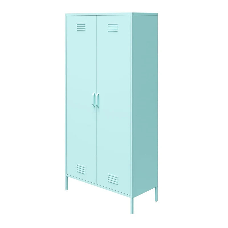 Orange/rosa hoher Metallschrank mit 2 Türen, für 1 Person