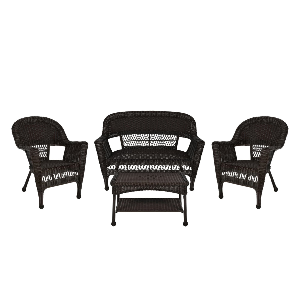 4-delige loungeset van wicker voor op het terras