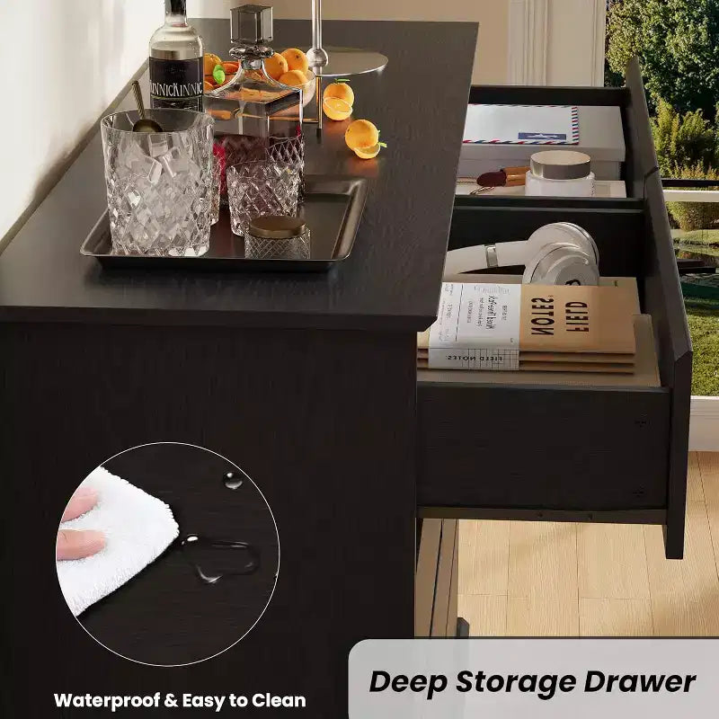 Meuble de rangement à 8 tiroirs, commode avec tiroirs profonds et grand plateau, pour salon, couloir ou chambre d’enfant