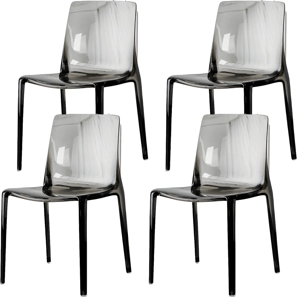 Chaise de salle à manger ambre en acrylique, sans accoudoirs et à dossier bas