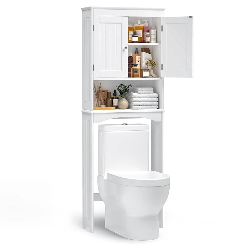 Badkamerkast, toiletmeubel, badkamerplank boven het toilet, ruimtebesparend toilet