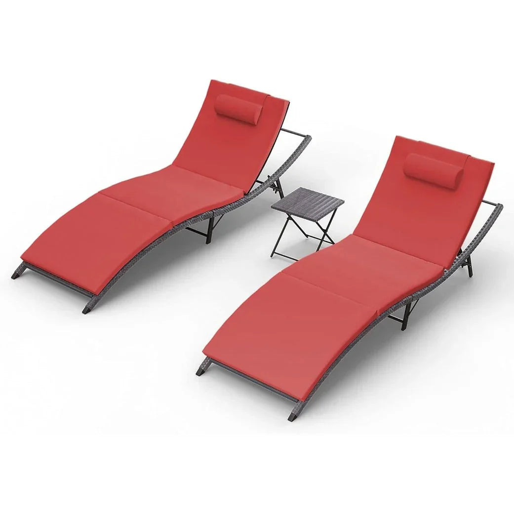 Kullavik 3-teiliges Outdoor-Lounge-Set mit Liegestühlen