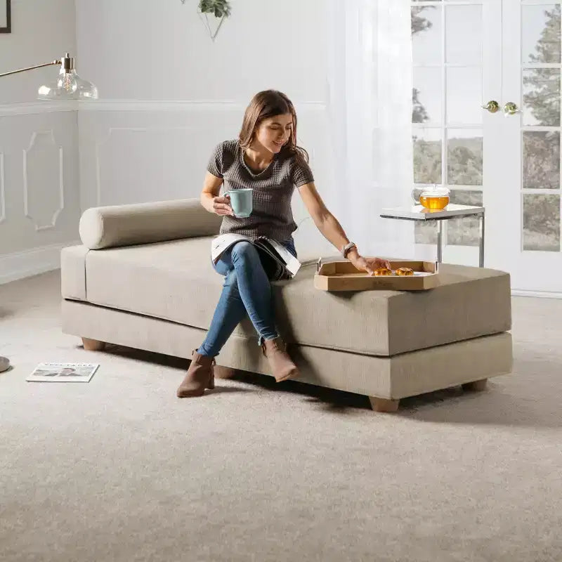 Ligbed / uitklapbaar queensize logeerbed - microfluweel