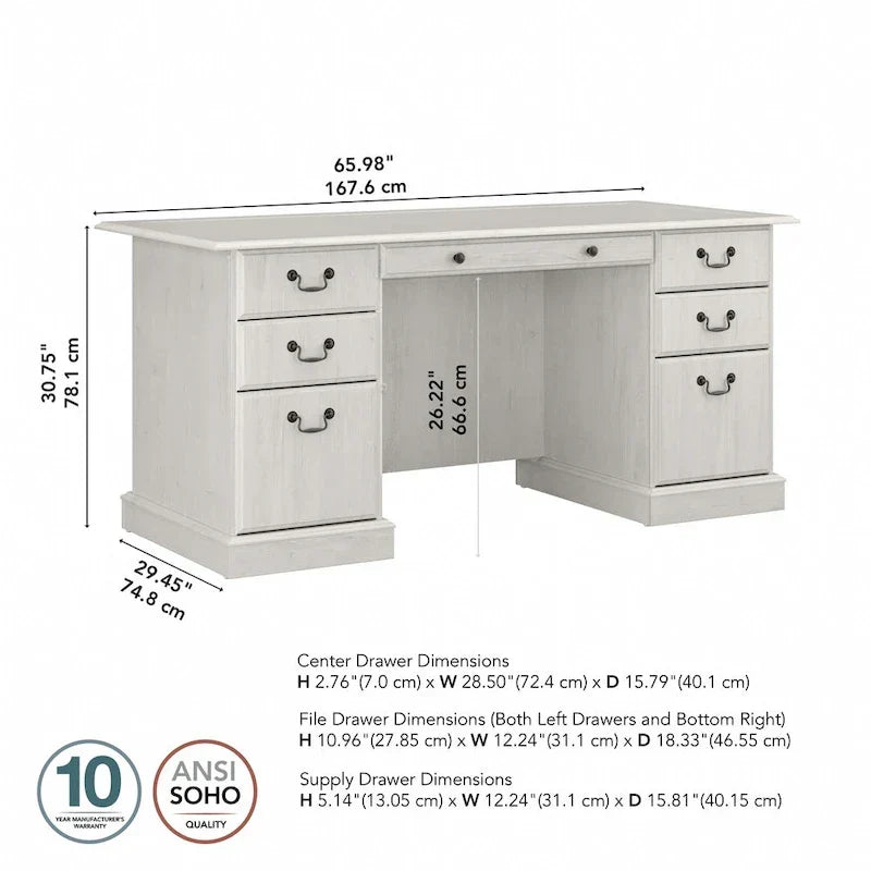 Bush Furniture Saratoga directiebureau met laden en opbergruimte