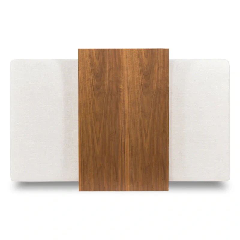 Poly & Bark Jarmo Ottoman with Adjustable Walnut Table - Full Grain Genuine Italian Leather