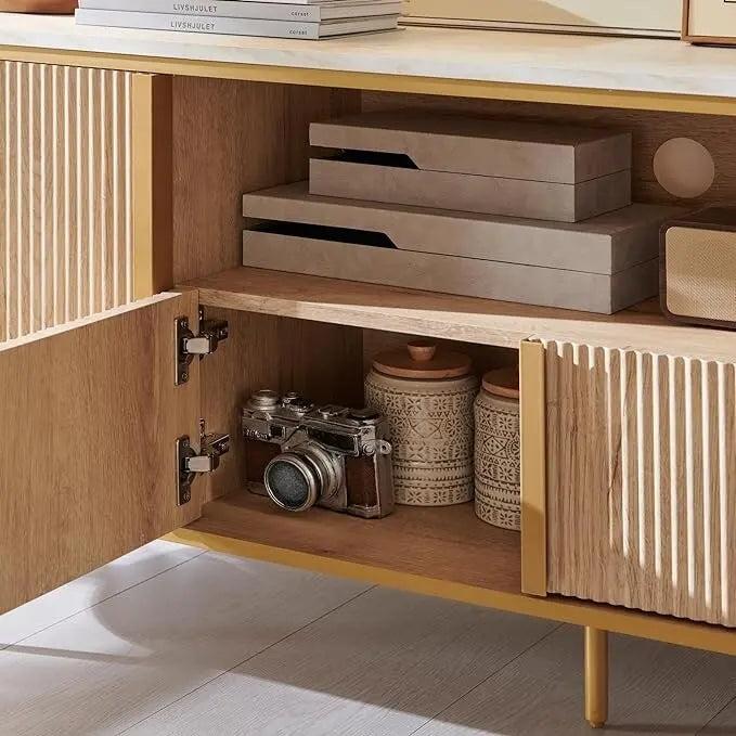 Moderner Luxus-TV-Schrank, Entertainment-Center mit Kunstmarmorplatte
