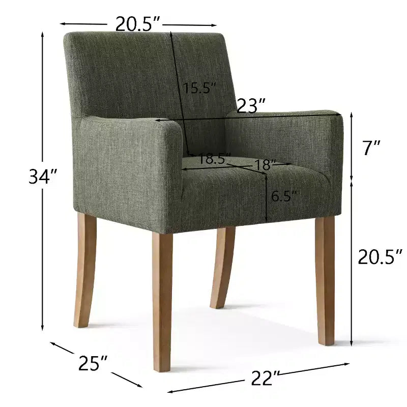 Set aus 6 gepolsterten Esszimmerstühlen mit Armlehnen, moderne Leinen-Armlehnstühle mit Holzbeinen, Akzentstühle für Ess- und Wohnzimmer - Panipeachy