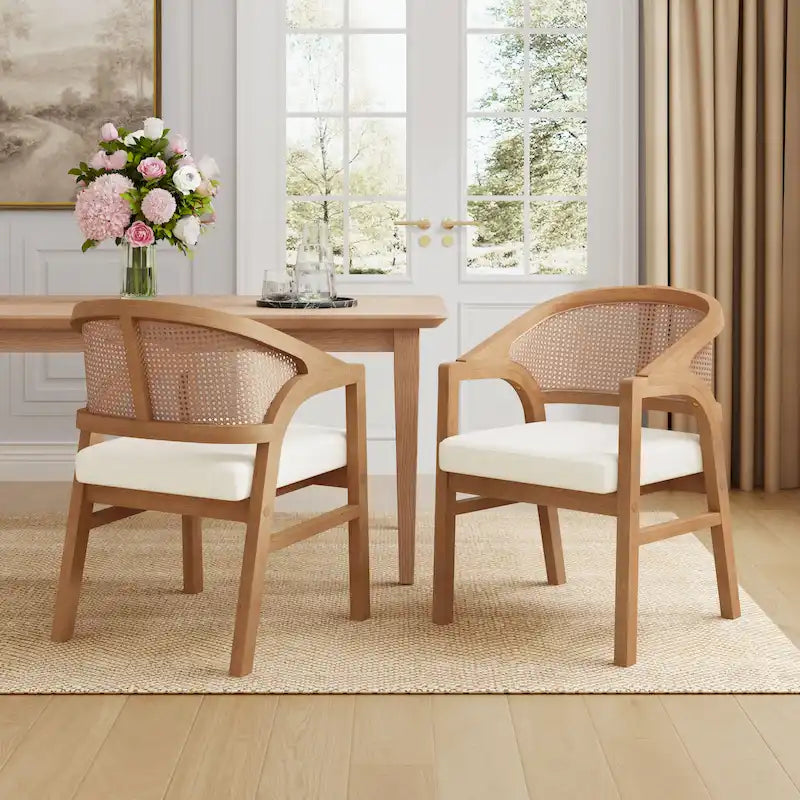 Christopher Knight Home - Esszimmerstuhl mit Rohrgeflecht und Polster (2er-Set)