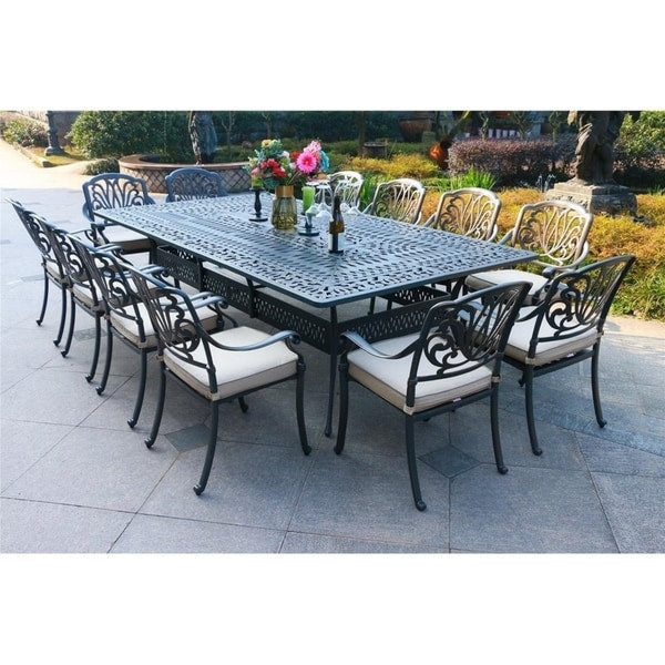 13-teiliges Essplatz-Set Manasquan aus Aluminium in Gunmetal von Havenside Home