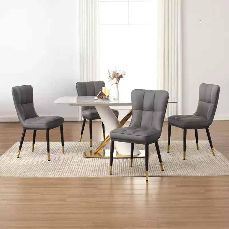 Bekrvio Esszimmerstühle, 6er-Set, moderne Sitzfläche aus Kunstleder mit Polsterung und hoher Rückenlehne, Metallbeine, armlose Küchenstühle für Wohn- und Esszimmer