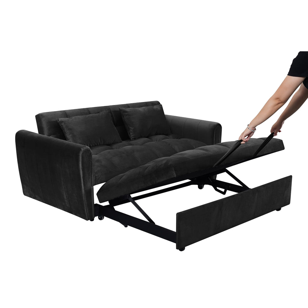 64.96 Samt-Schlafsofa, 3-in-1, mit verstellbarer Rückenlehne, Aufbewahrungstasche und einer Tragfähigkeit von 500lb