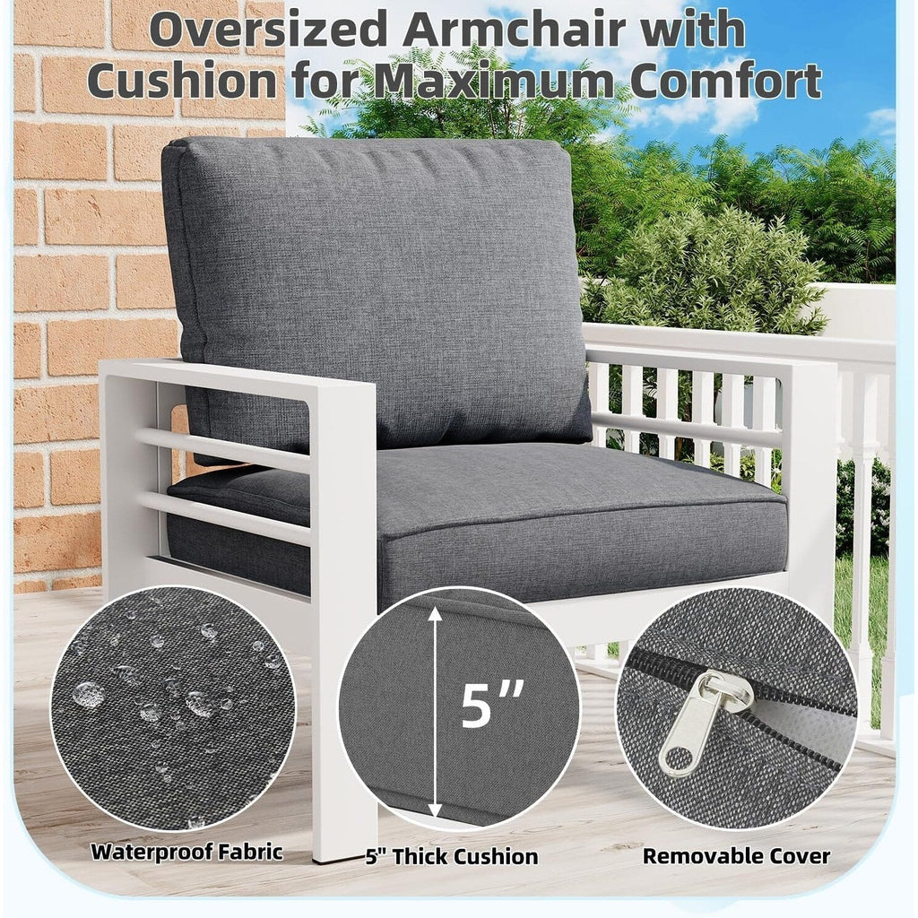 AECOJOY 7-teiliges Gartenmöbelset aus Aluminium für draußen
