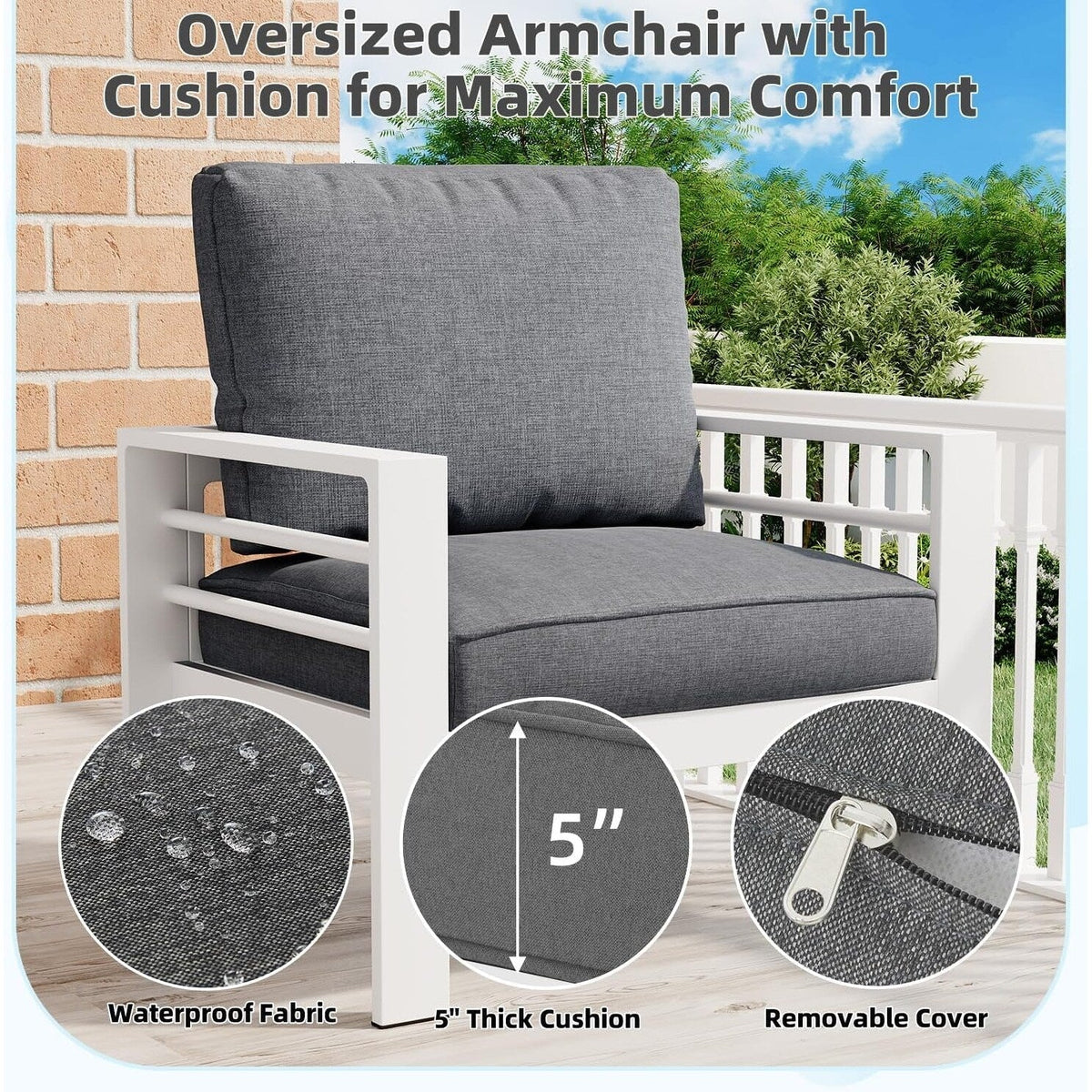 AECOJOY 7-teiliges Gartenmöbelset aus Aluminium für draußen