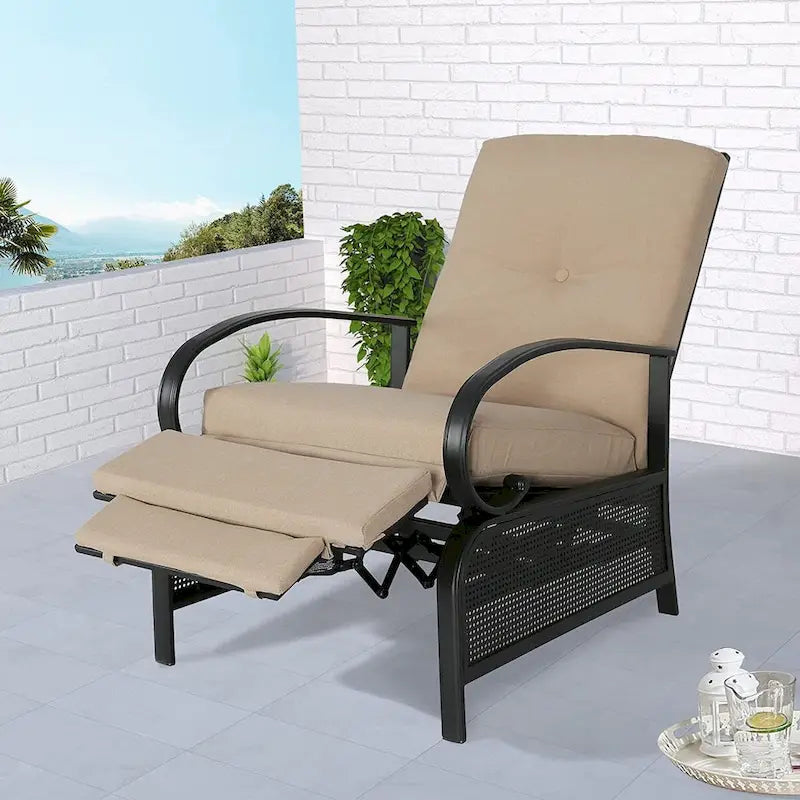 Verstellbarer Relaxsessel für die Terrasse mit Kissen - 38 (D) x 26.5 (W) x 38.5 (H) Zoll