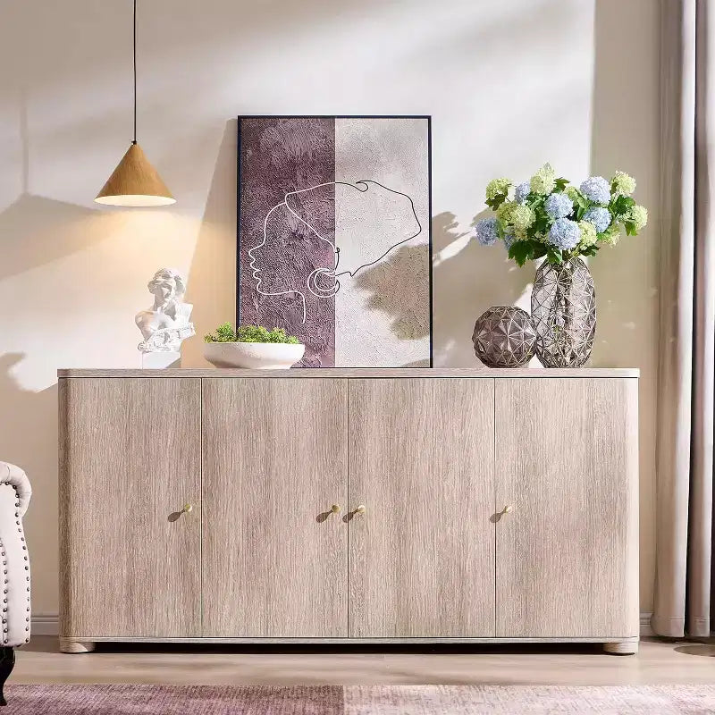 Küchenbuffet-Sideboard mit 4 Türen und Einlegeböden, modernes großes Sideboard mit Stauraum, 66 Kaffeebar-Schränkchen mit Stauraum