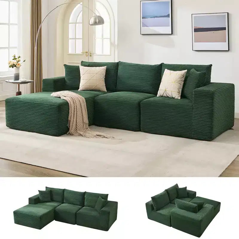 108 Modernes Sofa, 3-Sitzer-Polstersofa in L-Form mit Kissen, Sofa mit tiefer Sitzfläche, keine Montage erforderlich