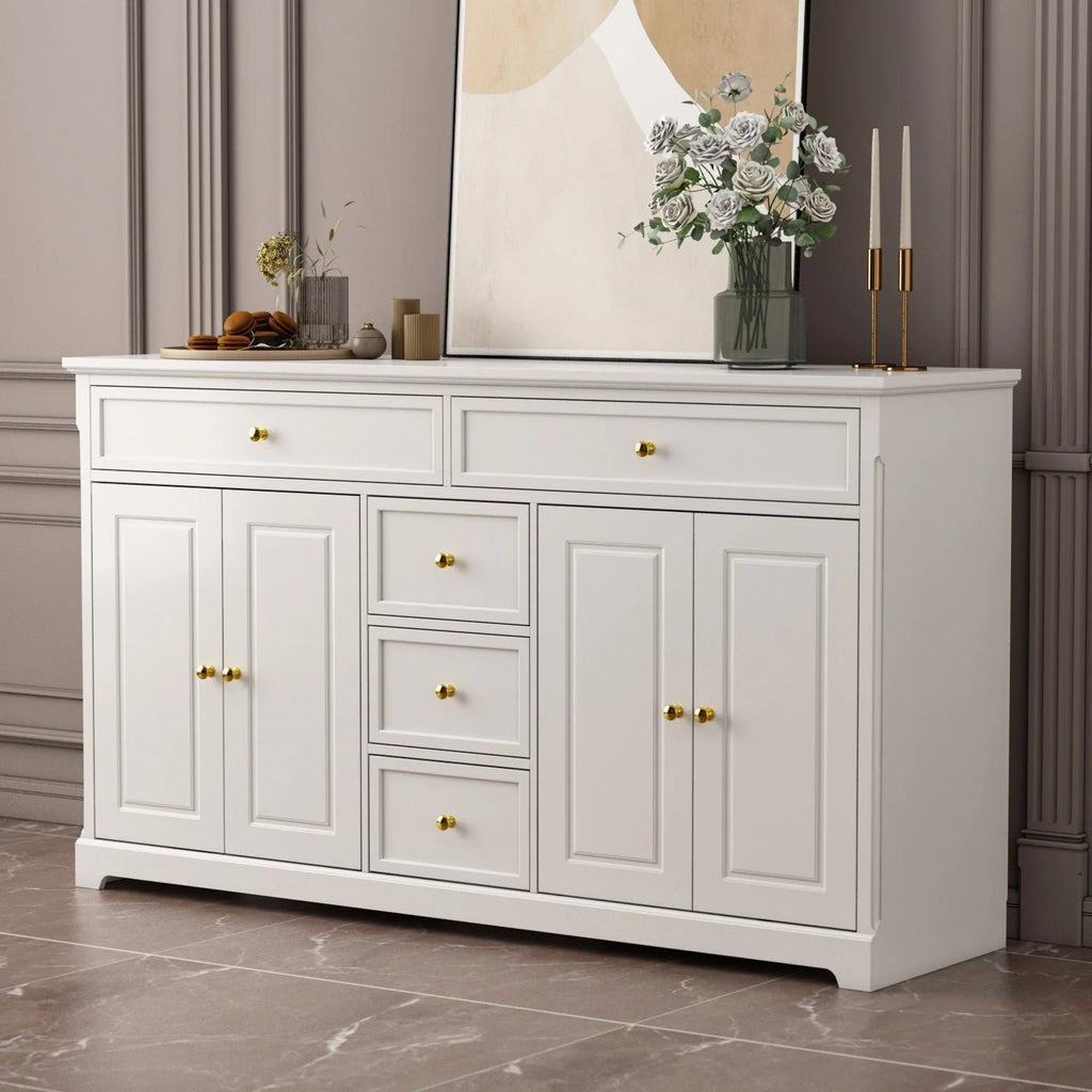 59.1' Sideboard, weiß, Mid-Century-Modern-Stil, zeitgenössisches Design, lackiert