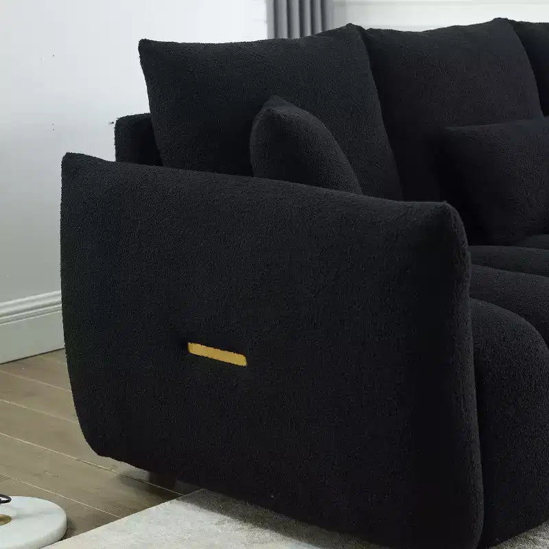 GDFStudio Alanna modernes 3-Sitzer-Sofa mit Teddy-Stoffbezug und Kissen, 79.5