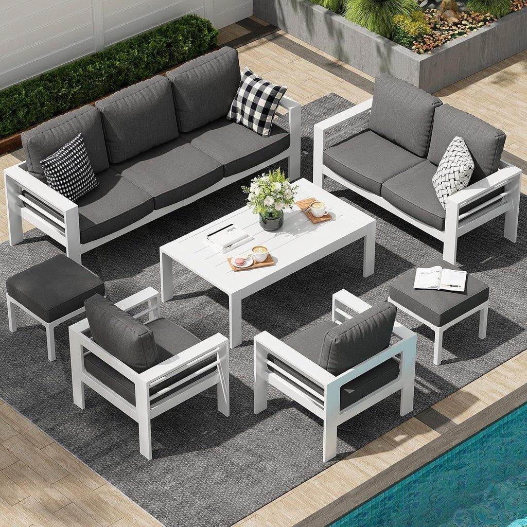 AECOJOY 7-teiliges Gartenmöbelset aus Aluminium für draußen