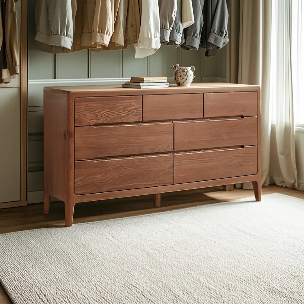 Traditionele dubbele ladekast van naturel eikenhout voor de slaapkamer