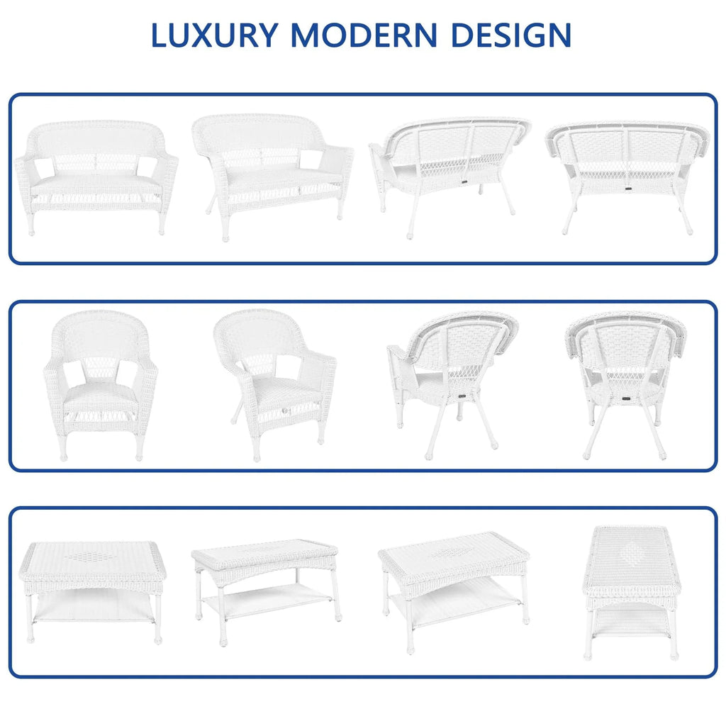 4-delige loungeset van wicker voor op het terras