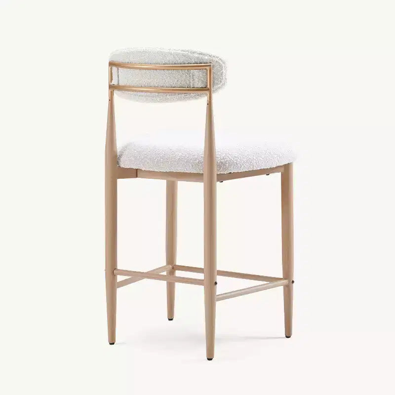 Set van 4 eetkamerbarkrukken zonder armleuningen van bouclé, met metalen poten met houtnerf voor de keuken, woonkamer, het restaurant of café - Morden Fort