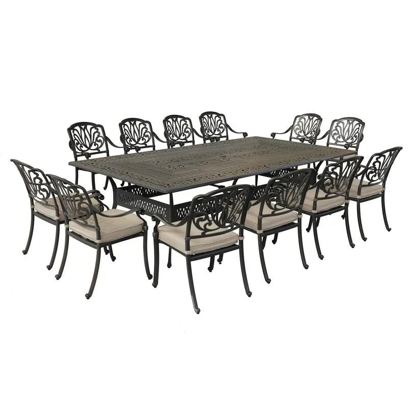 13-teiliges Essplatz-Set Manasquan aus Aluminium in Gunmetal von Havenside Home