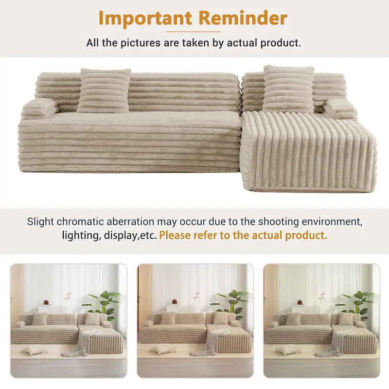 Modułowa sofa narożna Cloud, nowoczesna tapicerowana kanapa z 2 poduszkami dekoracyjnymi, dowolnie konfigurowana, w kształcie litery L