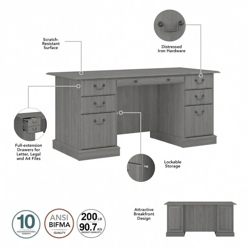 Bush Furniture Saratoga directiebureau met laden en opbergruimte