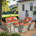 XIZZI 9-teiliges Gartenmöbel-Set für die Terrasse mit drehbarem Sessel