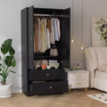 Armoire-penderie moderne en bois de 71 pouces pour chambre, avec 2 portes, 2 tiroirs, étagères réglables et tringle