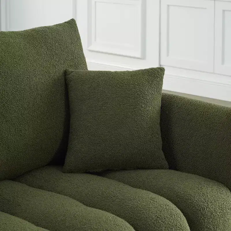 GDFStudio Alanna modernes 3-Sitzer-Sofa mit Teddy-Stoffbezug und Kissen, 79.5