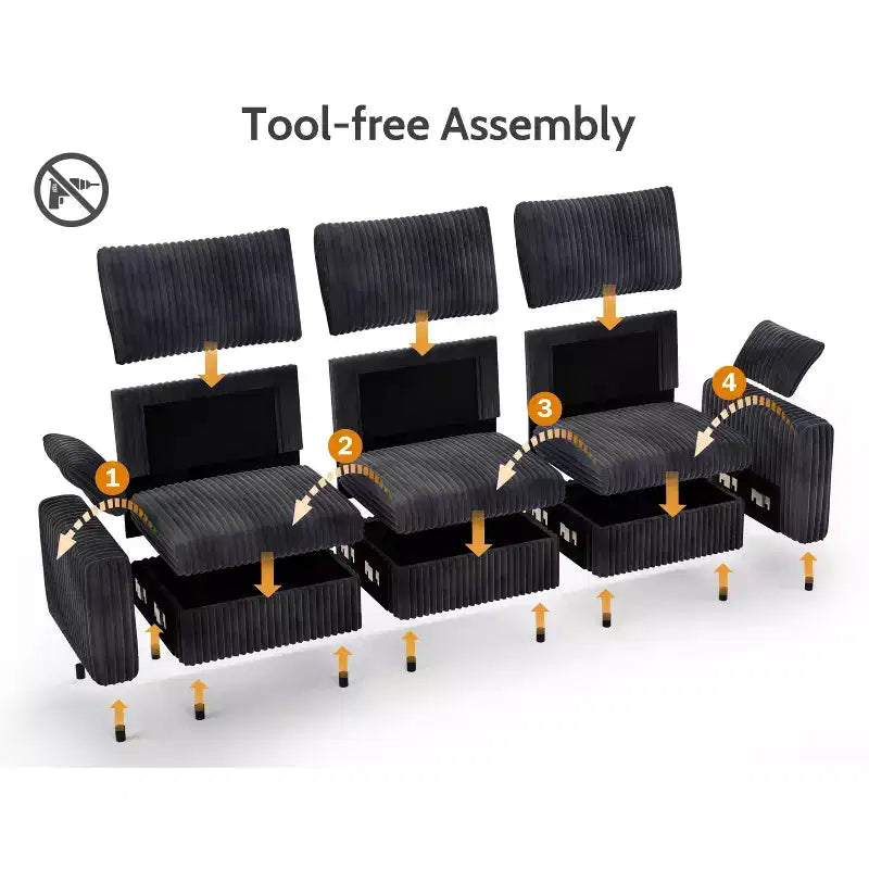 Modulares Cordsofa von Dyonery mit waschbaren Bezügen