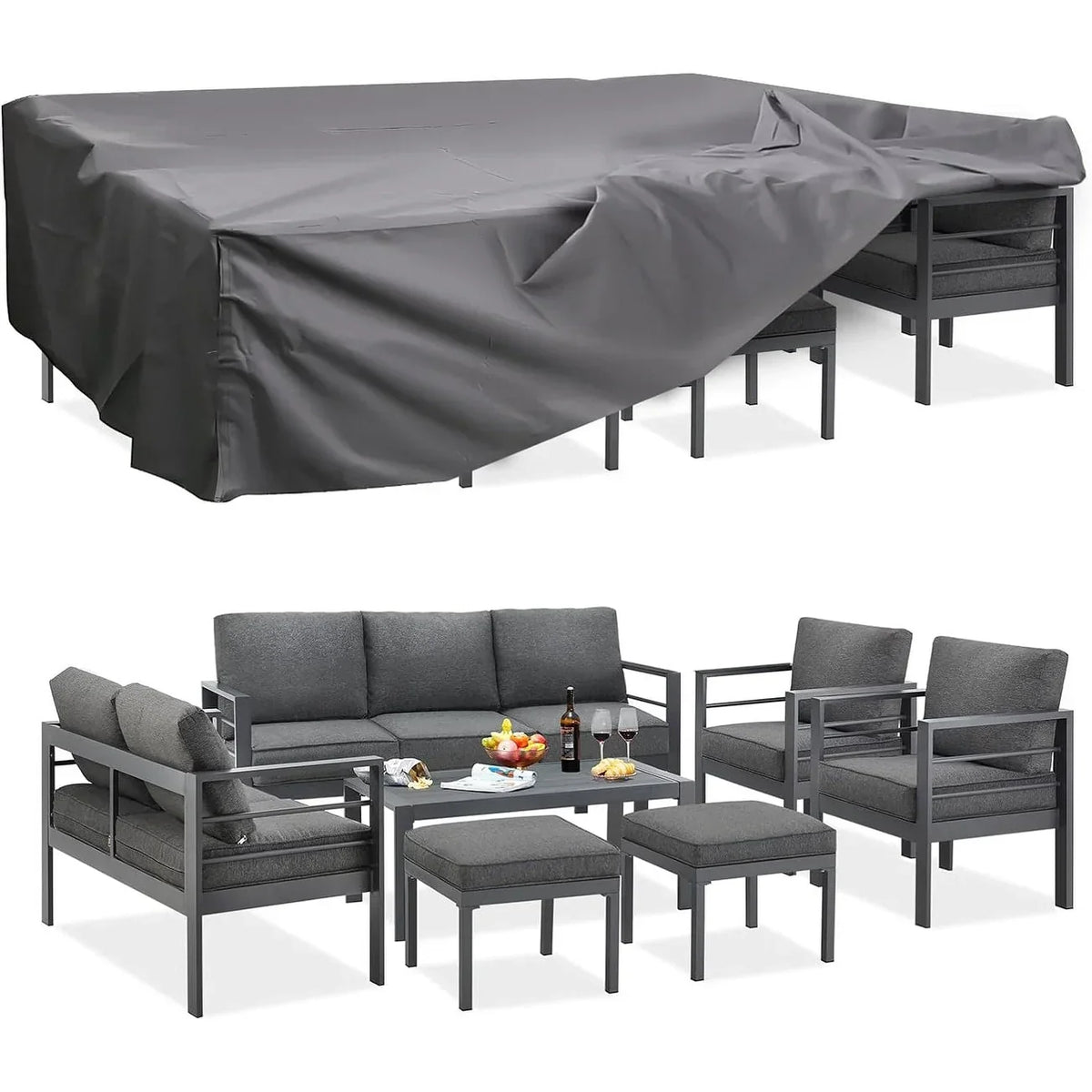 Ensemble de mobilier de jardin en aluminium AECOJOY de 7 pièces, salon de jardin