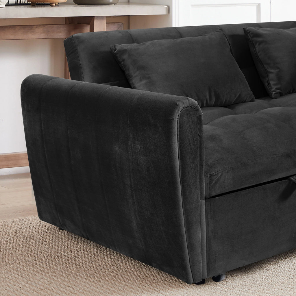 64.96 Samt-Schlafsofa, 3-in-1, mit verstellbarer Rückenlehne, Aufbewahrungstasche und einer Tragfähigkeit von 500lb