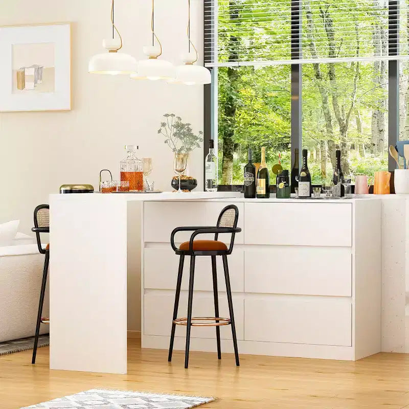 Buffet avec rangement intelligent, pivotant et extensible, avec 6 tiroirs, comptoir prolongé, tapis antidérapant, table à manger pivotante et garde-manger pour îlot de cuisine