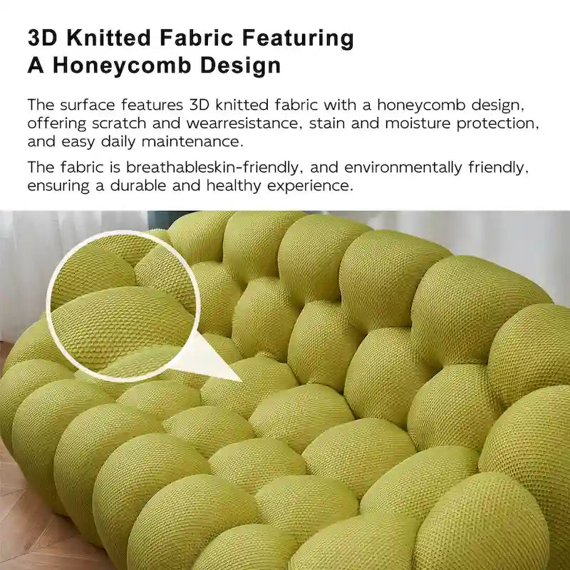 2-zits bubbelvormige, gebogen loungebank met honingraatmotief en 3D-textielstof voor de woonkamer, salon of het appartement