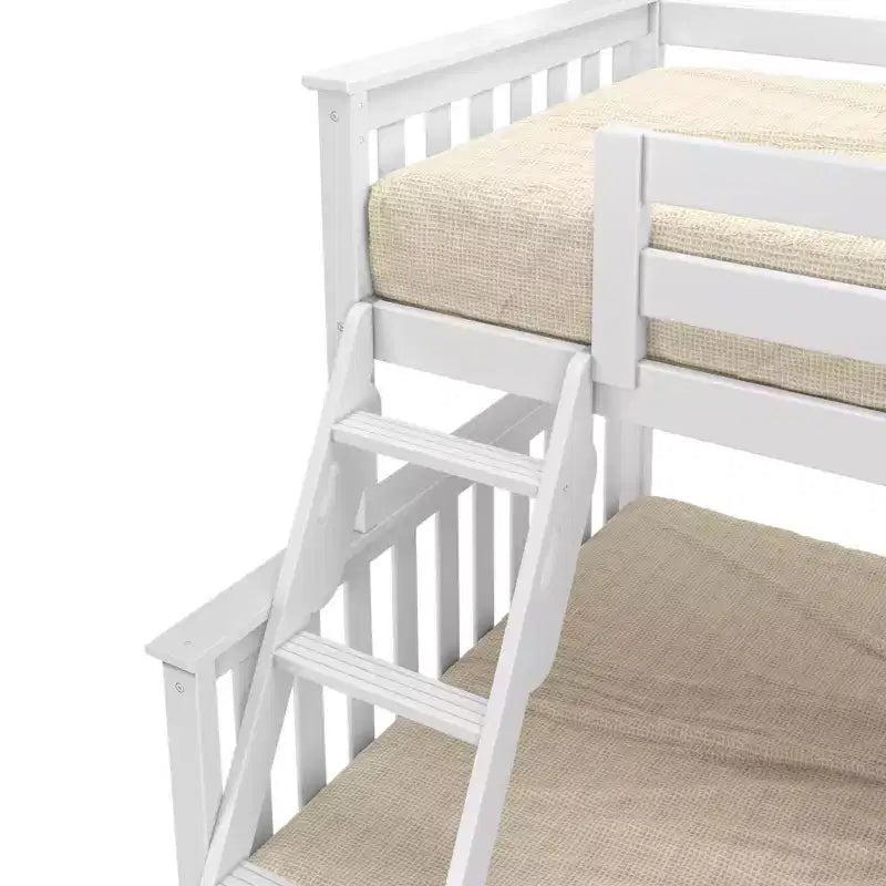 Max & Lily stapelbed van massief hout, eenpersoonsbed boven een tweepersoonsbed, met onderschuifbed met opbergruimte en ladder voor kinderen