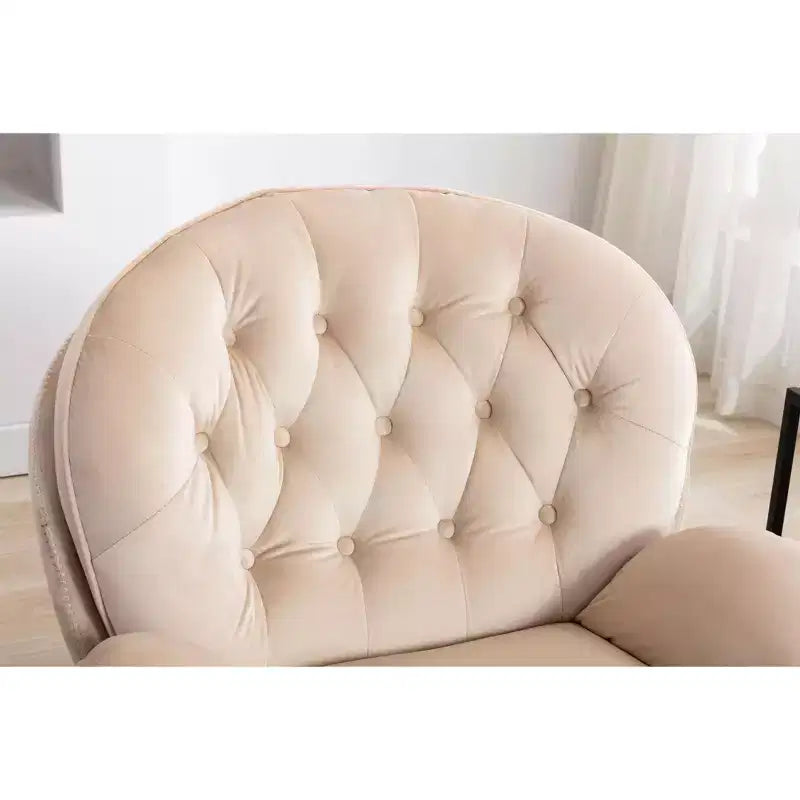 Okak Samt-Sessel mit Hocker, moderner Sessel ohne Armlehnen im Mid-Century-Stil, bequemer, weicher Sessel zum Fernsehen und Spielen
