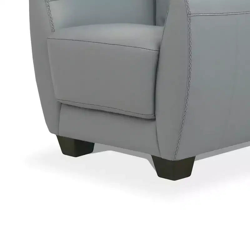 Sillón de acento con tapicería de cuero de primera calidad, brazos acampanados, patas de nogal oscuro, verde  