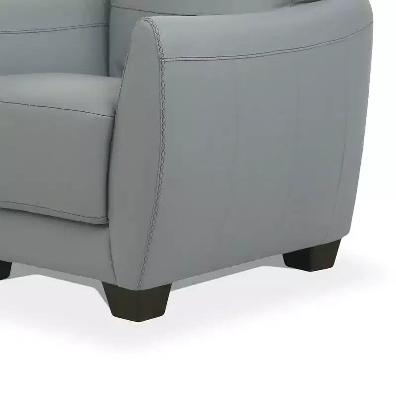 Sillón de acento con tapicería de cuero de primera calidad, brazos acampanados, patas de nogal oscuro, verde  
