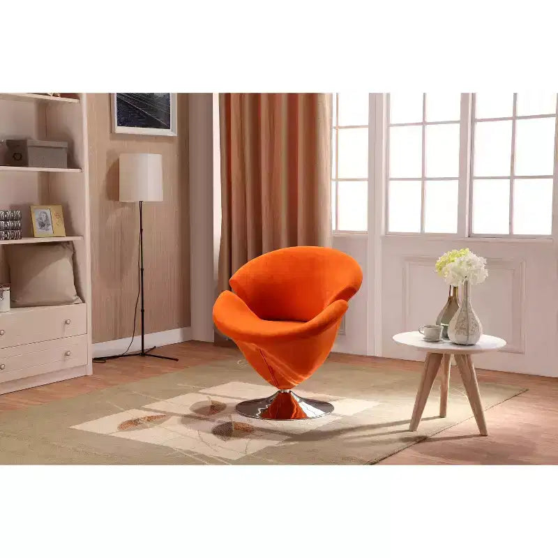 Juego de 4 sillas giratorias Tulip, terciopelo naranja/amarillo, sin necesidad de montaje
