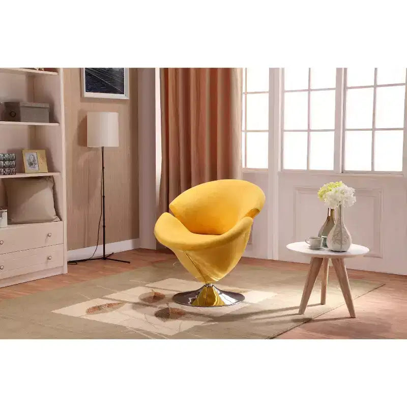 Juego de 4 sillas giratorias Tulip, terciopelo naranja/amarillo, sin necesidad de montaje