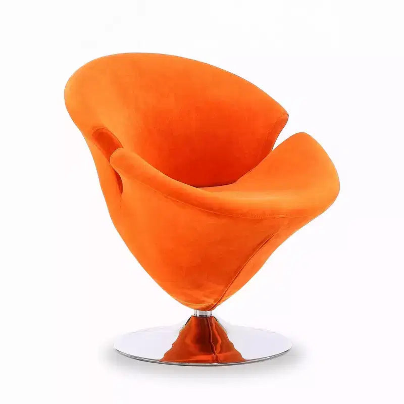 Juego de 4 sillas giratorias Tulip, terciopelo naranja/amarillo, sin necesidad de montaje